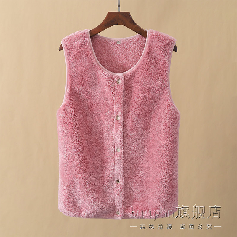 加绒保暖无袖背心女冬珊瑚绒单排扣可外穿无领马甲,淘宝优惠券,粉丝福利购,淘宝优惠卷