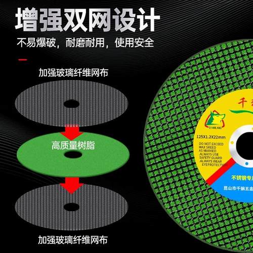 千狼切割片角磨机100不锈钢专用金属切铁沙轮磨光机手磨机砂轮片 - 图1