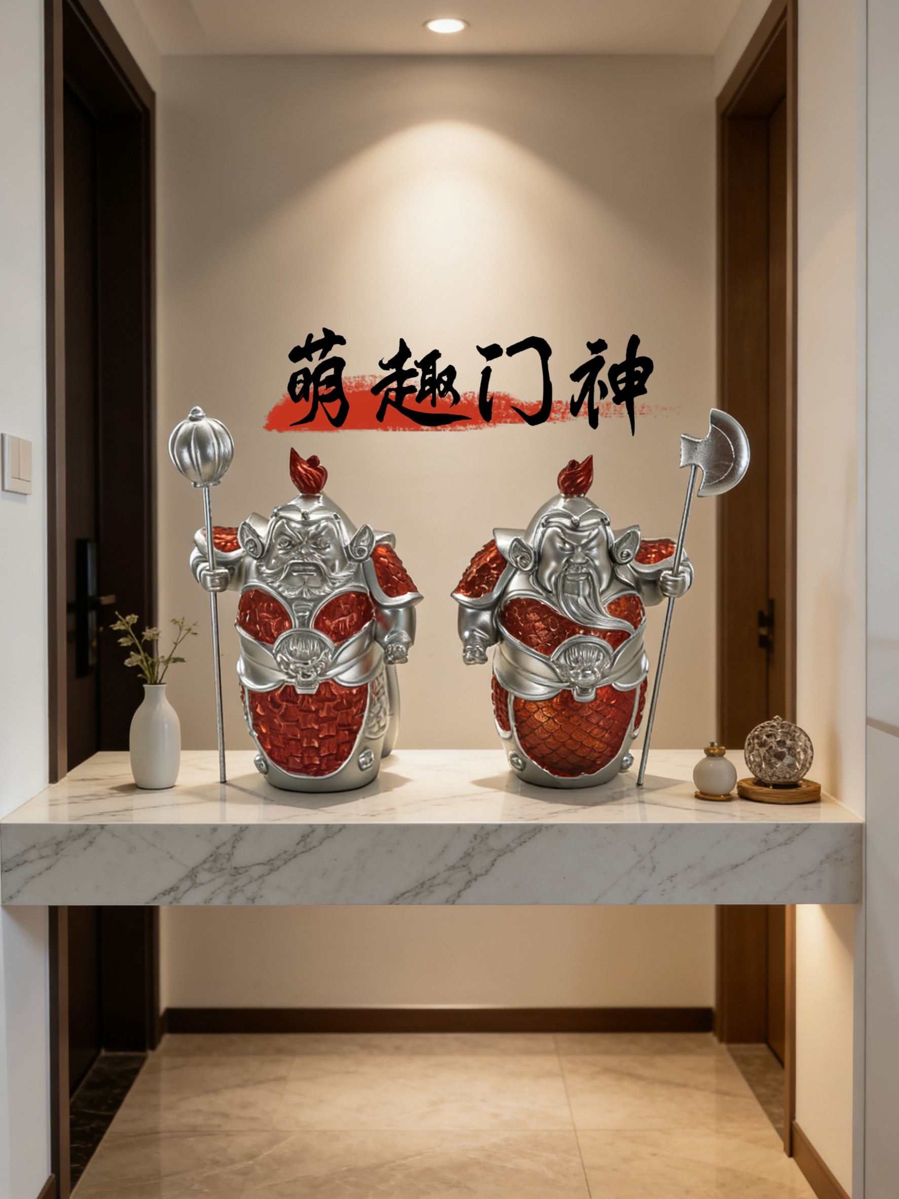 创意门神摆件护宅哼哈二将新中式家居装饰品客厅玄关电视柜书房,淘宝优惠券,粉丝福利购,淘宝优惠卷