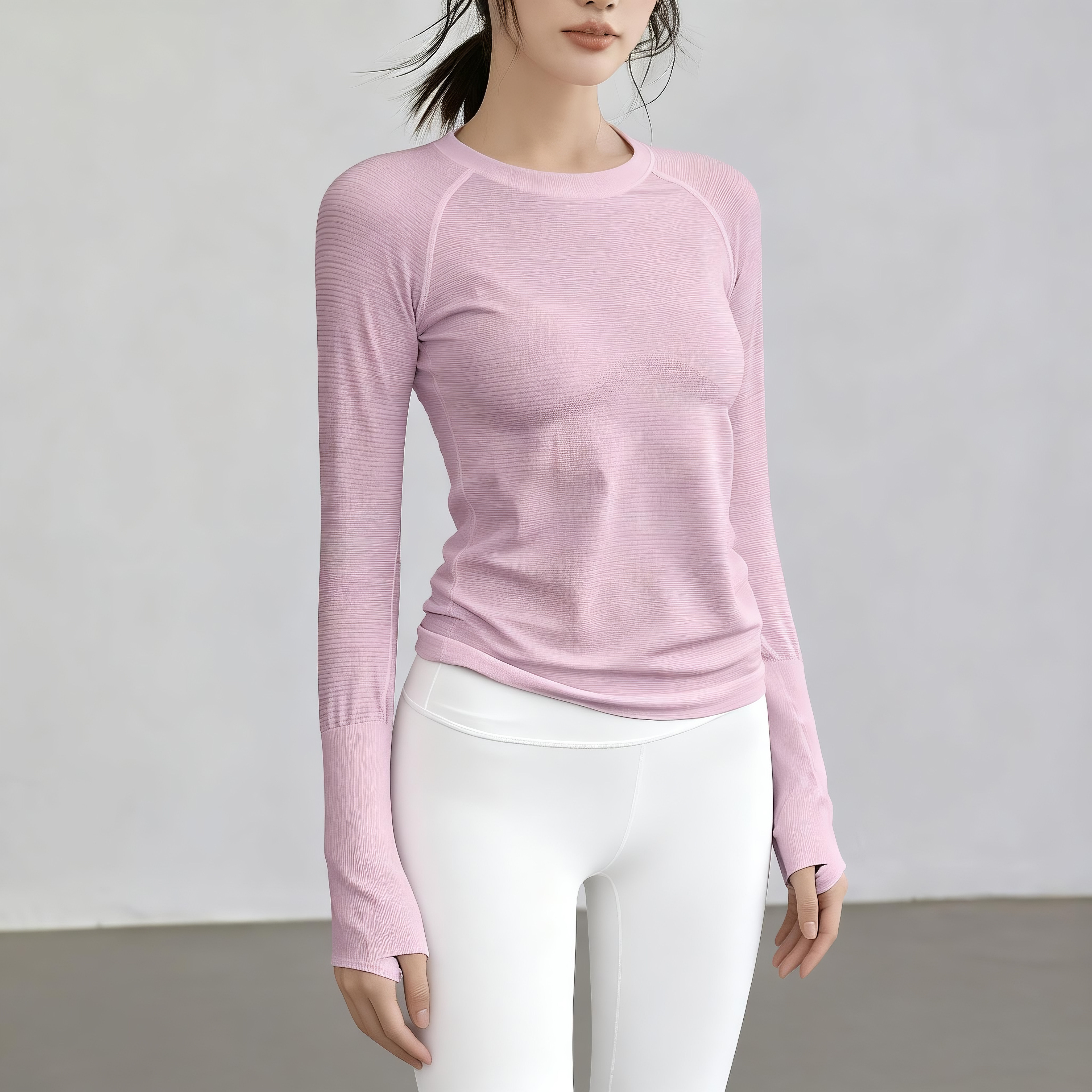 瑜伽服上衣女秋冬修身显瘦高弹运动长袖圆领跑步速干健身t恤外穿,淘宝优惠券,粉丝福利购,淘宝优惠卷