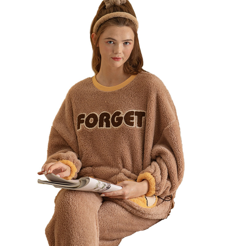 雪尔绵秋冬加绒韩版可爱北极绒睡衣 雪尔绵睡衣/家居服套装