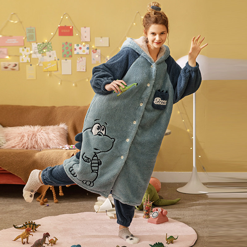 isjoena /伊姿娇娜冬季新品北极绒 雪尔绵睡衣/家居服套装