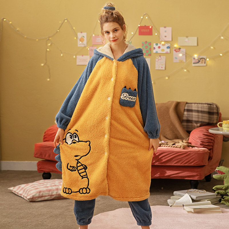 isjoena /伊姿娇娜冬季新品北极绒 雪尔绵睡衣/家居服套装