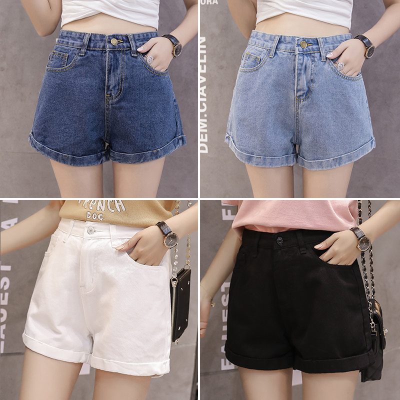 牛仔女夏2020新款黑白韩版宽松短裤 高窕秀腿牛仔裤