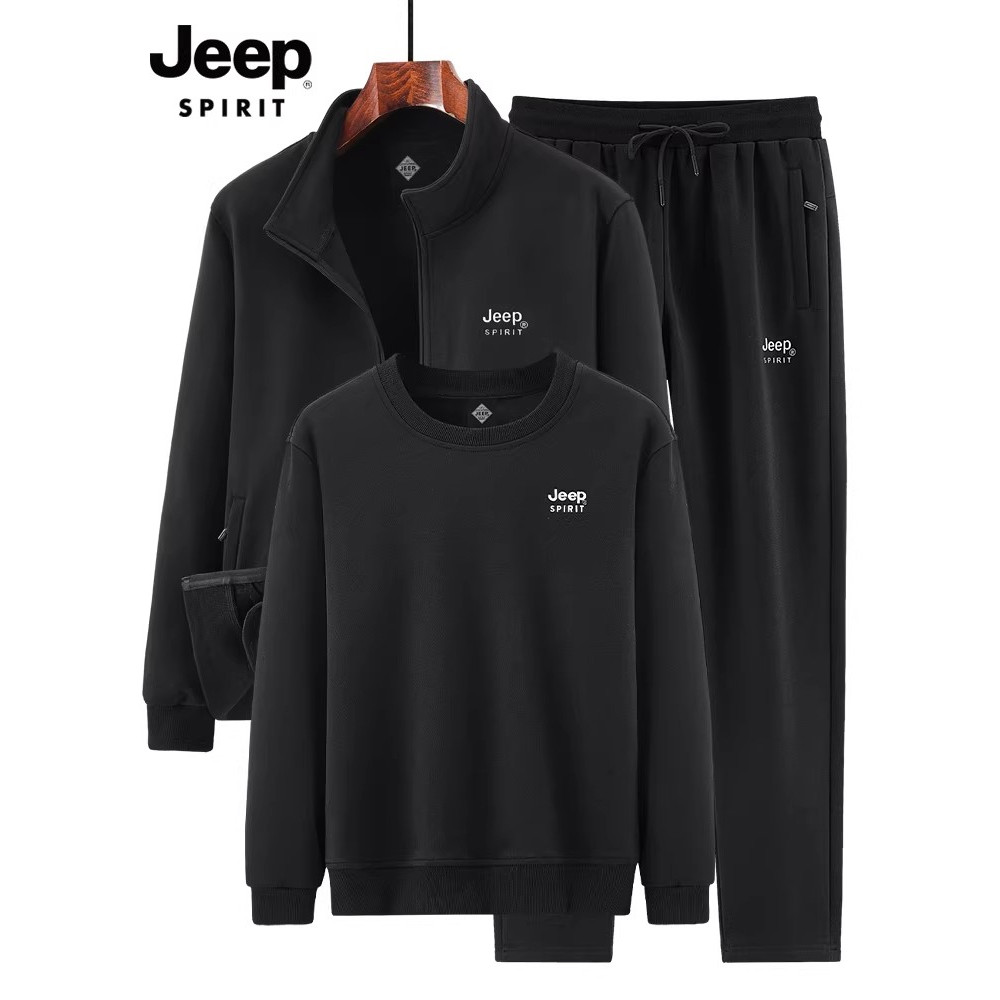 Jeep 2026 Spring and Autumn New Sports Suit Men's Middle-aged and Old Dad Casual Pants Men's Tops and Jackets Three-piece Set