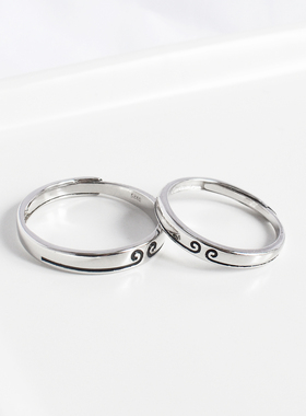 刻字纯银情侣对戒开口情人节礼物