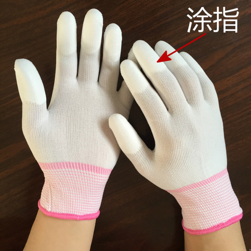 包邮正品PU涂掌涂指无尘防静电劳保手套浸胶耐磨防滑电子精密薄款 - 图0