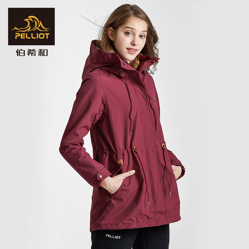 女潮牌三合一秋冬中长款防风防水两件套登山服 伯希和户外冲锋衣 女潮牌三合一秋冬中长款防风防水两件套登山服 伯希和户外冲锋衣