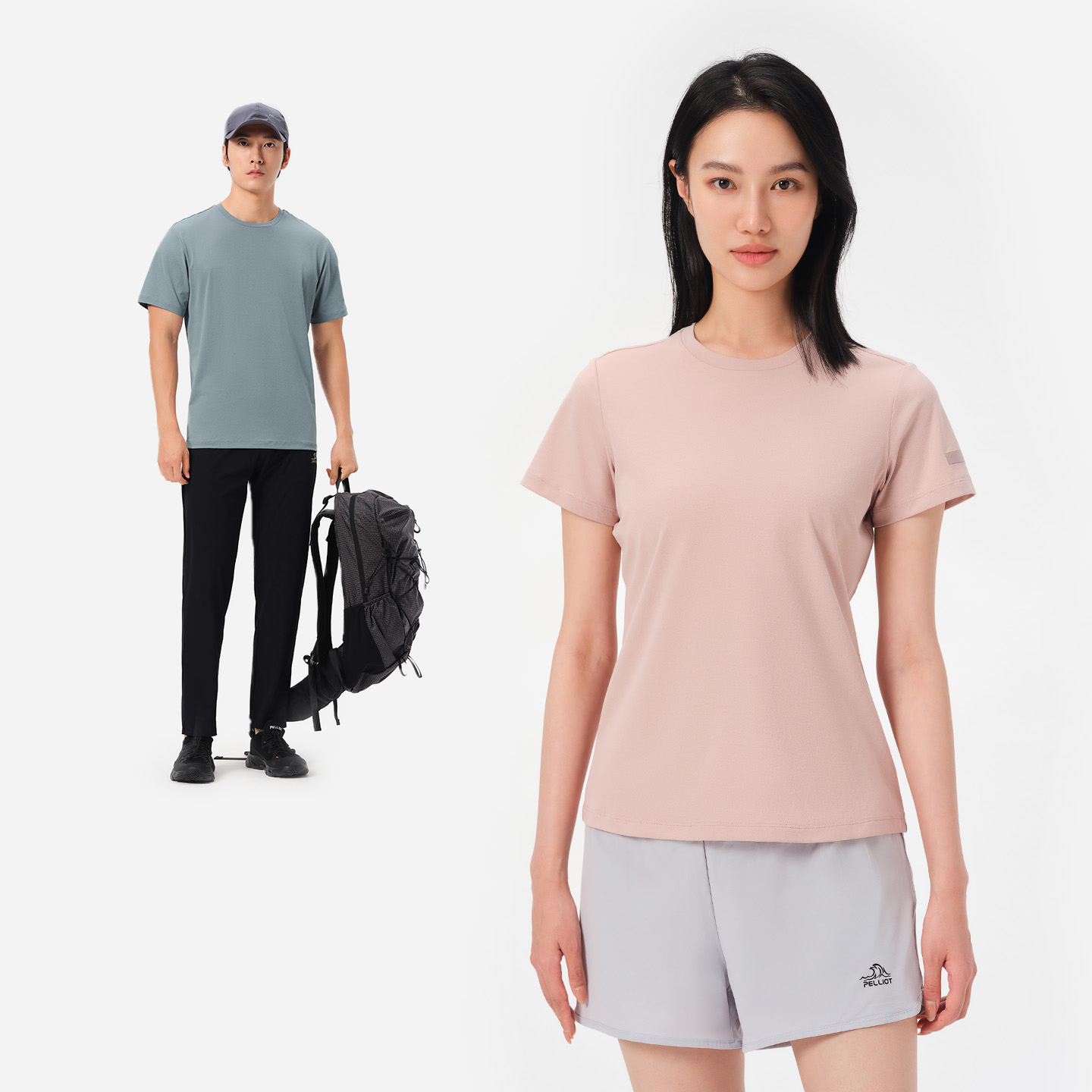 伯希和户外速干T恤女圆领短袖抗菌跑步健身排汗登山徒步速干衣男