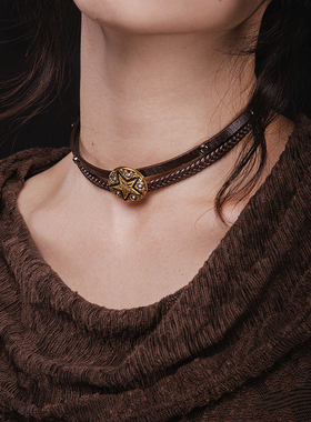 原创美拉德皮质双层项链一款多戴