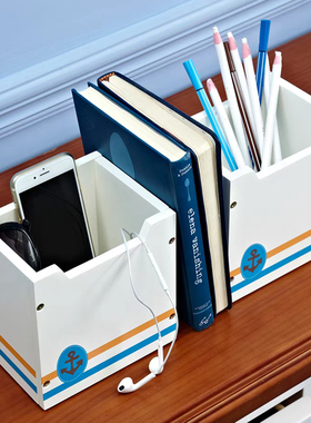 木质书桌书档笔筒可爱桌面收纳盒