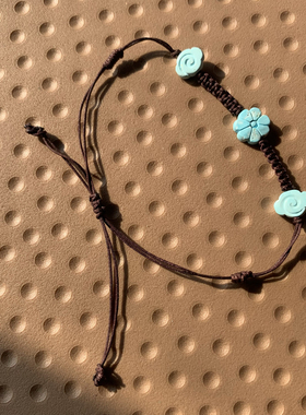 天然原矿高瓷高蓝绿松石手链男女饰品手编绳diy手串小滴溜侧挂物