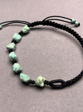 2025绿松石幸运石编织古风手链小清新极细简约手腕diy饰品女扣子6