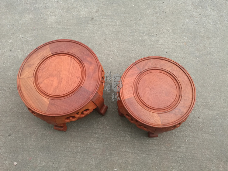 缅甸花梨木圆形底座花瓶鱼缸奇石木托架 实木小圆凳新中式花几,淘宝优惠券,粉丝福利购,淘宝优惠卷