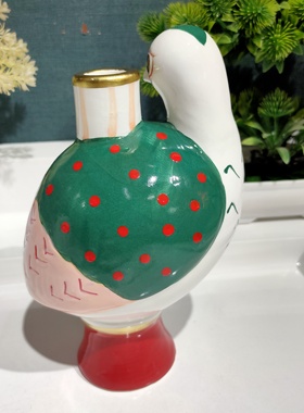 新品现代极简抽象手绘红色波点小鸟烛台摆件/高度20厘米