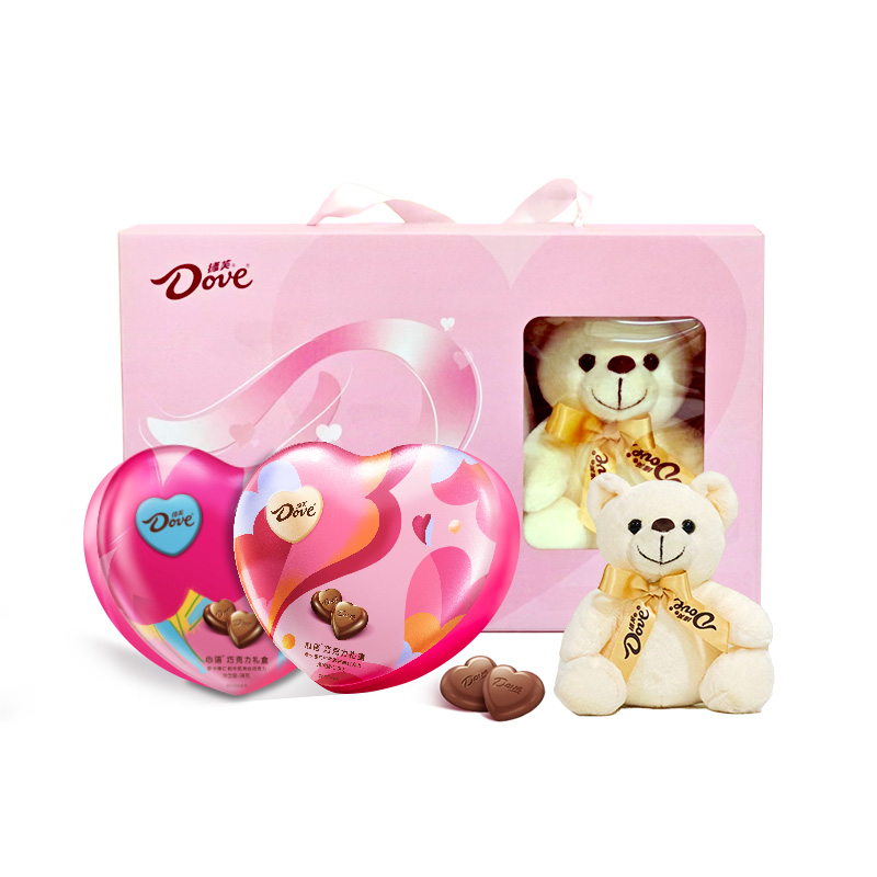 德芙两心一熊巧克力礼盒小熊七夕礼物送女友心语生日官方旗舰店