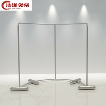 Clothing Store Show Rack Ground Style Display Middle Island Rack Hanging Clothes Pole Men And Womens Clothing Store Arc Stainless Steel Wire Drawing Shelf