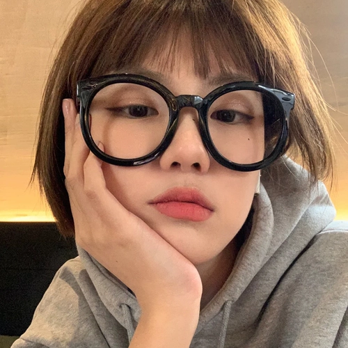 Черный рамный интернет -цвет знаменитостей -змеиные миопические очки женский анти -легочный круглый радиационный круглый рам