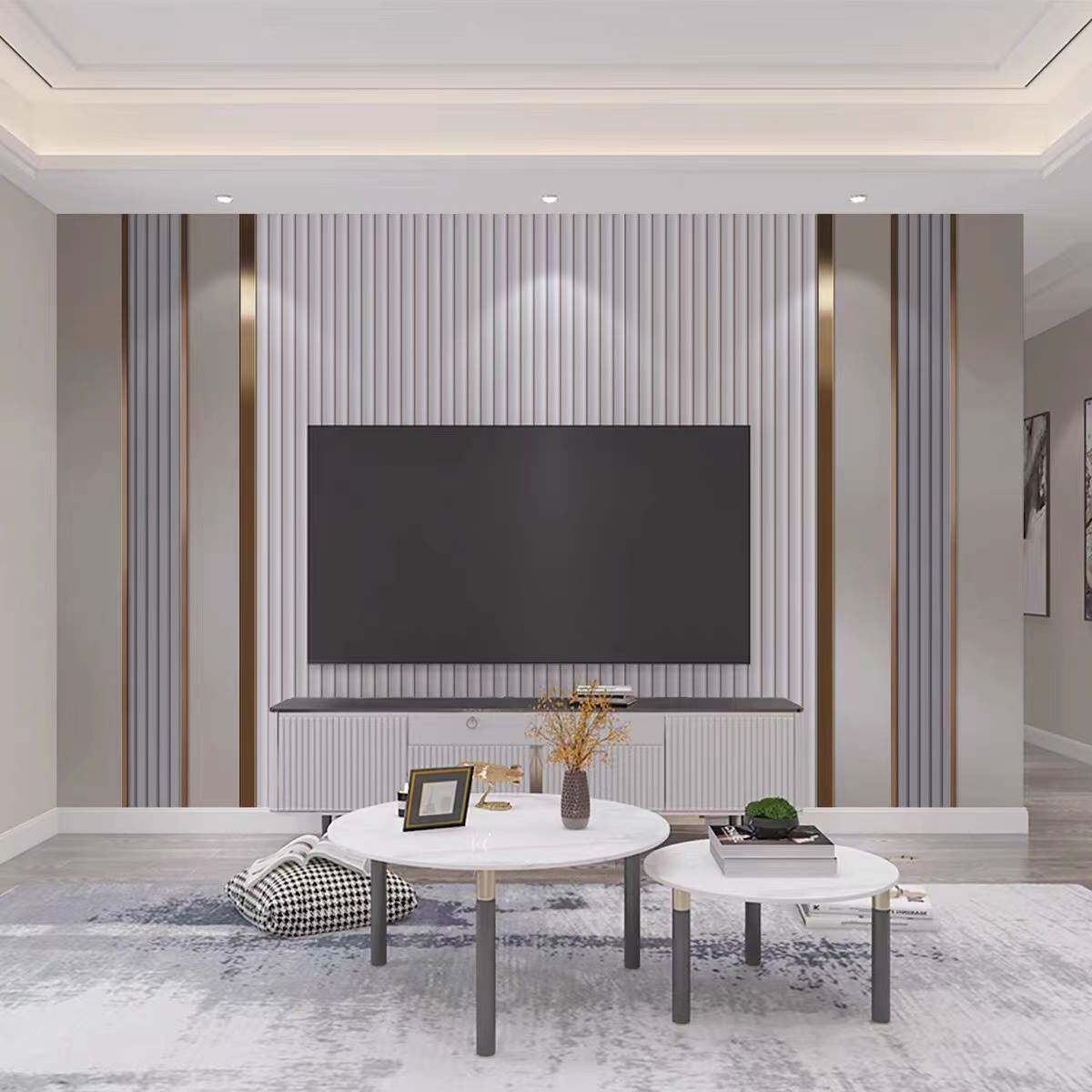 现代简约竹木纤维护墙板客厅电视背景墙板定制8d立体影视集成扣板