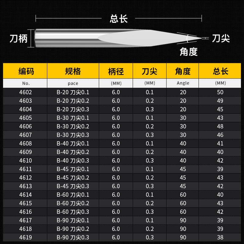 沪豪6mm毫米三棱尖刀直刀电脑数控雕刻机刀具木工石材浮雕刻字刀-图3