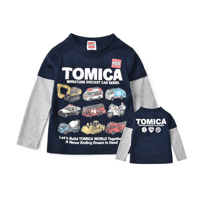 日系春秋男童汽车T恤纯棉假两件宝宝长袖上衣套袖货车百搭打底衫,淘宝优惠券,粉丝福利购,淘宝优惠卷