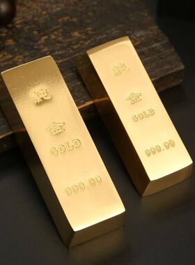 金色实心仿真金条摆件金属合金金砖客厅桌面书房镇纸办公室装饰品
