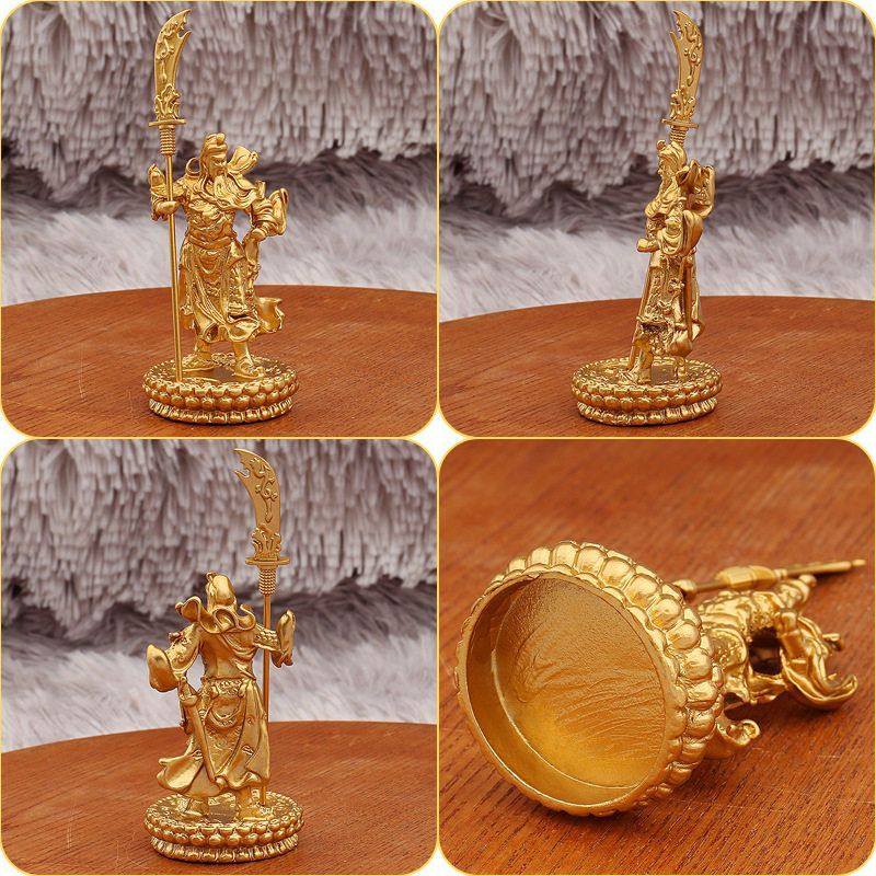 金色武财神关公摆件立刀莲花底家居办公室武圣关羽金属摆件工艺品,淘宝优惠券,粉丝福利购,淘宝优惠卷