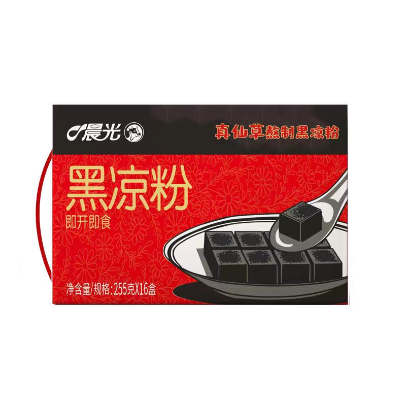 新包装晨光即食黑凉粉255g*16/24盒整箱仙草果冻清凉解暑饮料包邮 - 图0