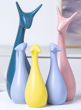 五口之家小鹿摆件轻奢家居装饰品电视酒柜客厅高档工艺品结婚礼物