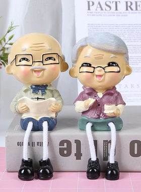 创意摆件相守老头老太太爱相伴散步送爷爷奶奶新房结婚庆生日礼物
