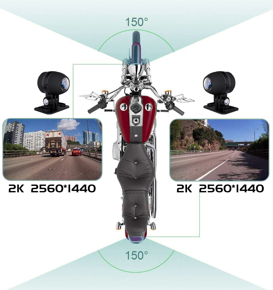 2K 2560*1440P Motorcycle Dash Cam 3"IPS Screen Black Box DVR