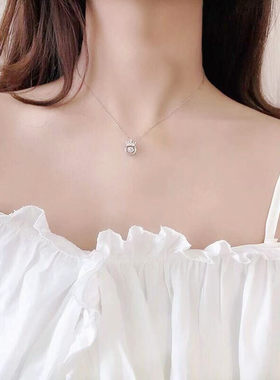 热销PT999铂金皇冠钻石项链女