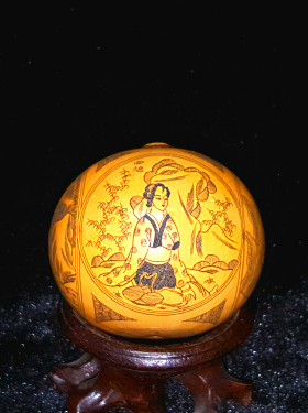 丰一阁精品微雕针刻针画四美图手捻鸡蛋小葫芦收藏礼品