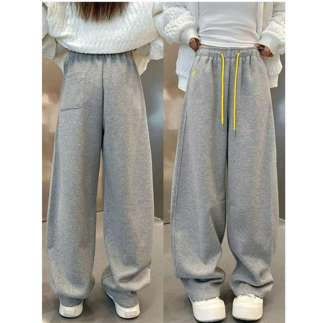 加绒裤子女2025新款小马刺绣高腰卫裤女百搭松紧撞色抽绳休闲长裤,淘宝优惠券,粉丝福利购,淘宝优惠卷