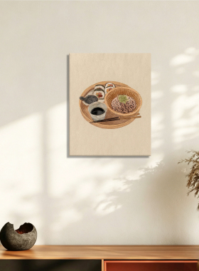 无框画Lilou日式寿司荞麦面静物餐厅日系酒屋美食客厅装饰画挂画