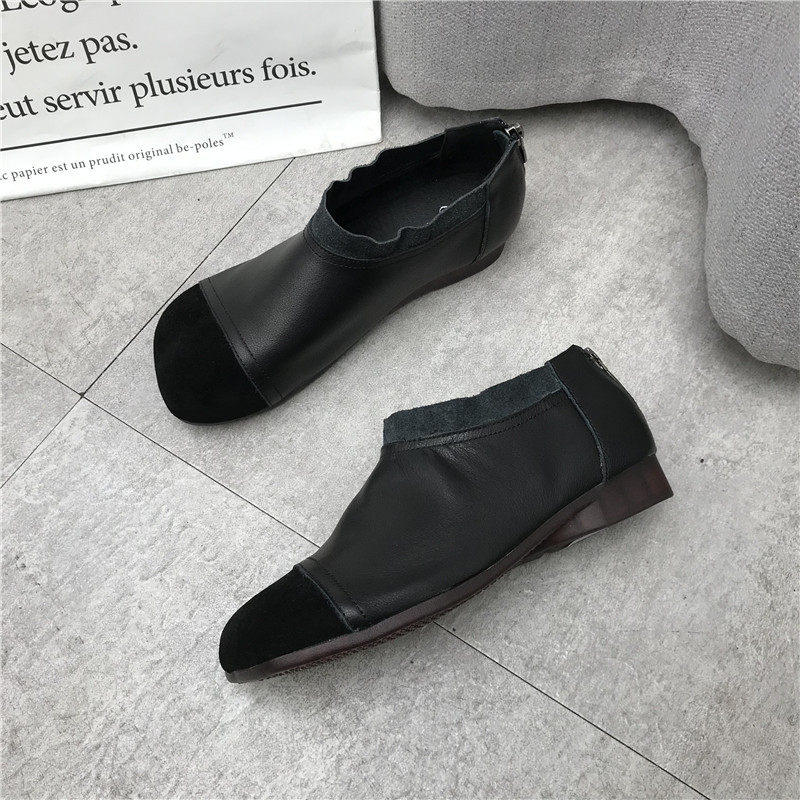 断码处理真皮女鞋2023春季新款时尚休闲低跟牛皮拼接深口女单鞋潮,淘宝优惠券,粉丝福利购,淘宝优惠卷