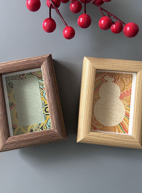 宋锦迷你硬卡书法摆件宣纸卡纸桌面装饰diy相框台画书法摆台文创