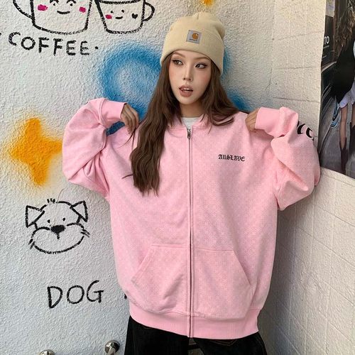 A11SALVE美式复古哥特字母满印重工外套美式百搭连帽卫衣街头男女 - 图2