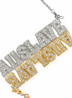 镶钻基础字母LOGO潮流嘻哈项链