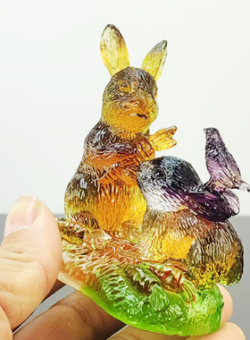 宋韶光2026马年吉祥物属兔[灵兔报喜]吊坠摆件宋绍光招财琉璃装饰