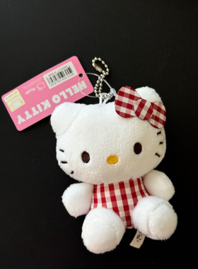 【现货秒发】韩版正品三丽鸥hellokitty黑色波点格纹毛绒挂件