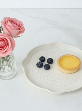 ins圆形托盘雕花摆件北欧风极简风雕刻家居装饰摆件木质工艺品彩