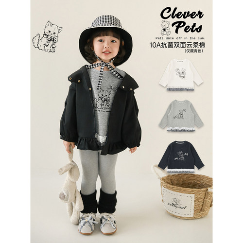 幼悠女童2026春季新款长袖圆领卡通t恤宽松百搭抗菌显瘦儿童上衣 - 图2