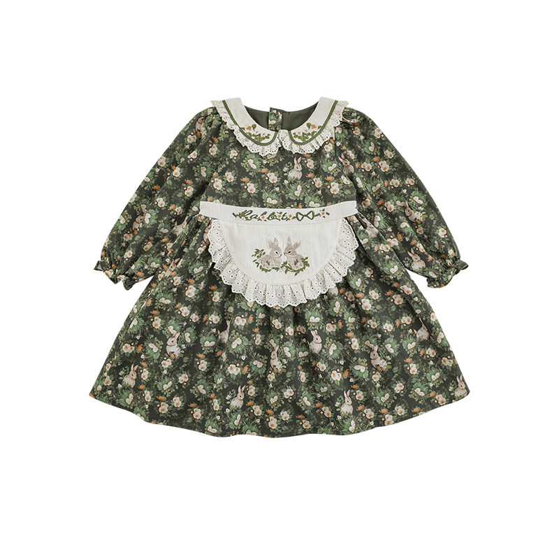 幼悠女童拼接假两件小围裙连衣裙2025春秋萌趣可爱碎花兔兔裙子潮,淘宝优惠券,粉丝福利购,淘宝优惠卷