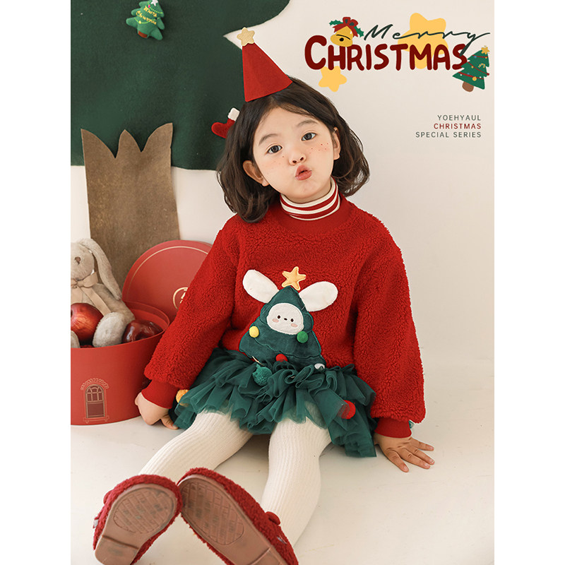 幼悠女童缤纷圣诞三层纱蛋糕裙2025冬季糖果毛球蝴蝶结保暖半身裙,淘宝优惠券,粉丝福利购,淘宝优惠卷
