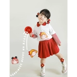 Комплект, классическая мультяшная футболка для отдыха, осенний, в корейском стиле