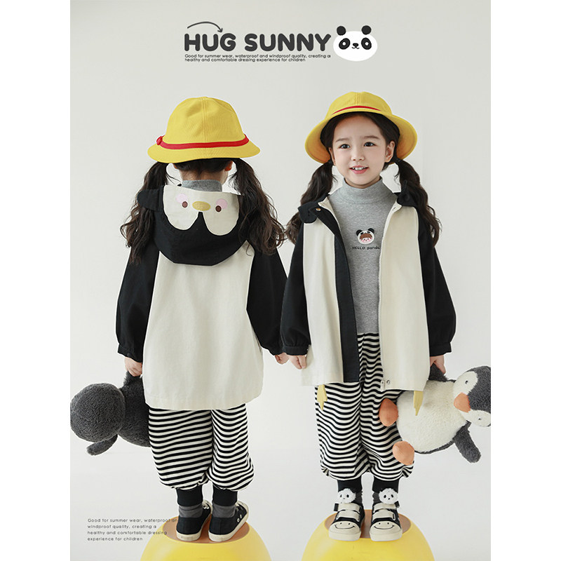 幼悠女童趣味造型刺绣风衣2025春秋童趣可爱防风保暖插肩袖外套潮,淘宝优惠券,粉丝福利购,淘宝优惠卷