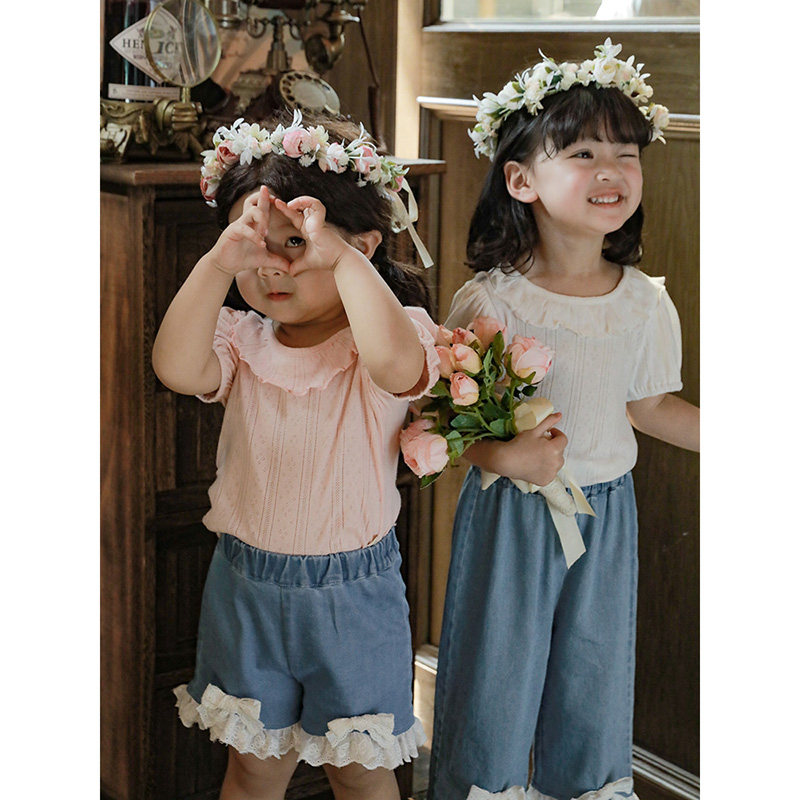 幼悠女童蕾丝边牛仔裤宝宝可爱蝴蝶结短裤2025夏季新款儿童裤子潮,淘宝优惠券,粉丝福利购,淘宝优惠卷