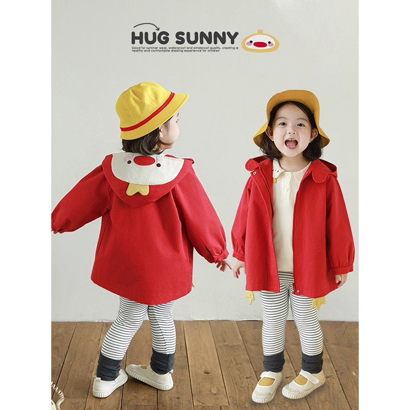 幼悠女童趣味造型刺绣风衣2025春秋童趣可爱防风保暖插肩袖外套潮,淘宝优惠券,粉丝福利购,淘宝优惠卷