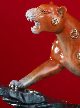 铜一家2025年新品黄铜摆件金钱豹-暴富装饰品酒柜家居礼品